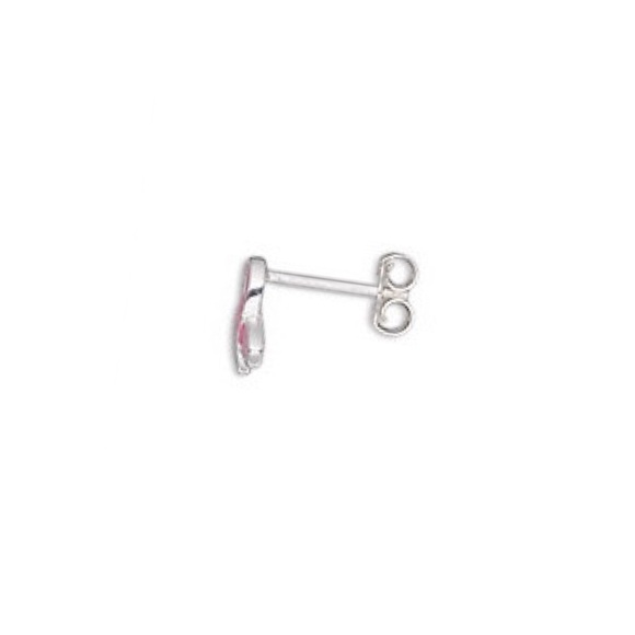 1PC 925 Sterling Silver Breast Cancer Awareness Pink Ribbon Helix Stud Earring - Picture 8 of 12